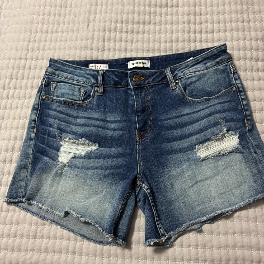 Vigoss Blue Jean Shorts Distressed Frayed Hem